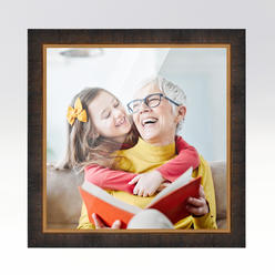 CustomPictureFrames.com 14x14 Brown Picture Frame - Wood Picture Frame Complete with UV Acrylic, Foam Board Backing & Hanging Hardware