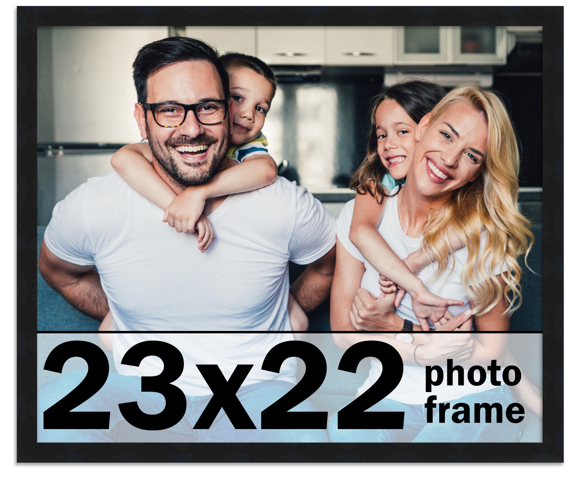 CustomPictureFrames.com 23x22 Frame Black Picture Frame - Complete Modern Photo Frame Includes UV Acrylic Shatter Guard Front, Acid Free Foam Backing