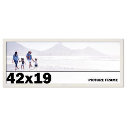 CustomPictureFrames.com 42x19 Frame White Wash Picture Frame - Complete Modern Photo Frame Includes UV Acrylic Shatter Guard Front, Acid Free Foam