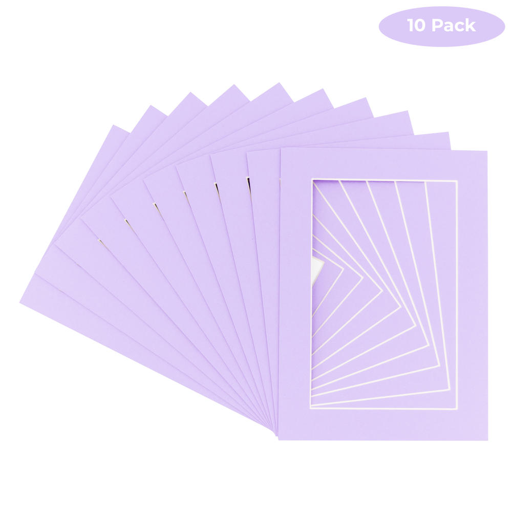 CustomPictureFrames.com Light Purple Acid Free 12x18 Picture Frame Mats with White Core Bevel Cut for 11x14 Pictures - Fits 12x18 Frame - Pack of 10
