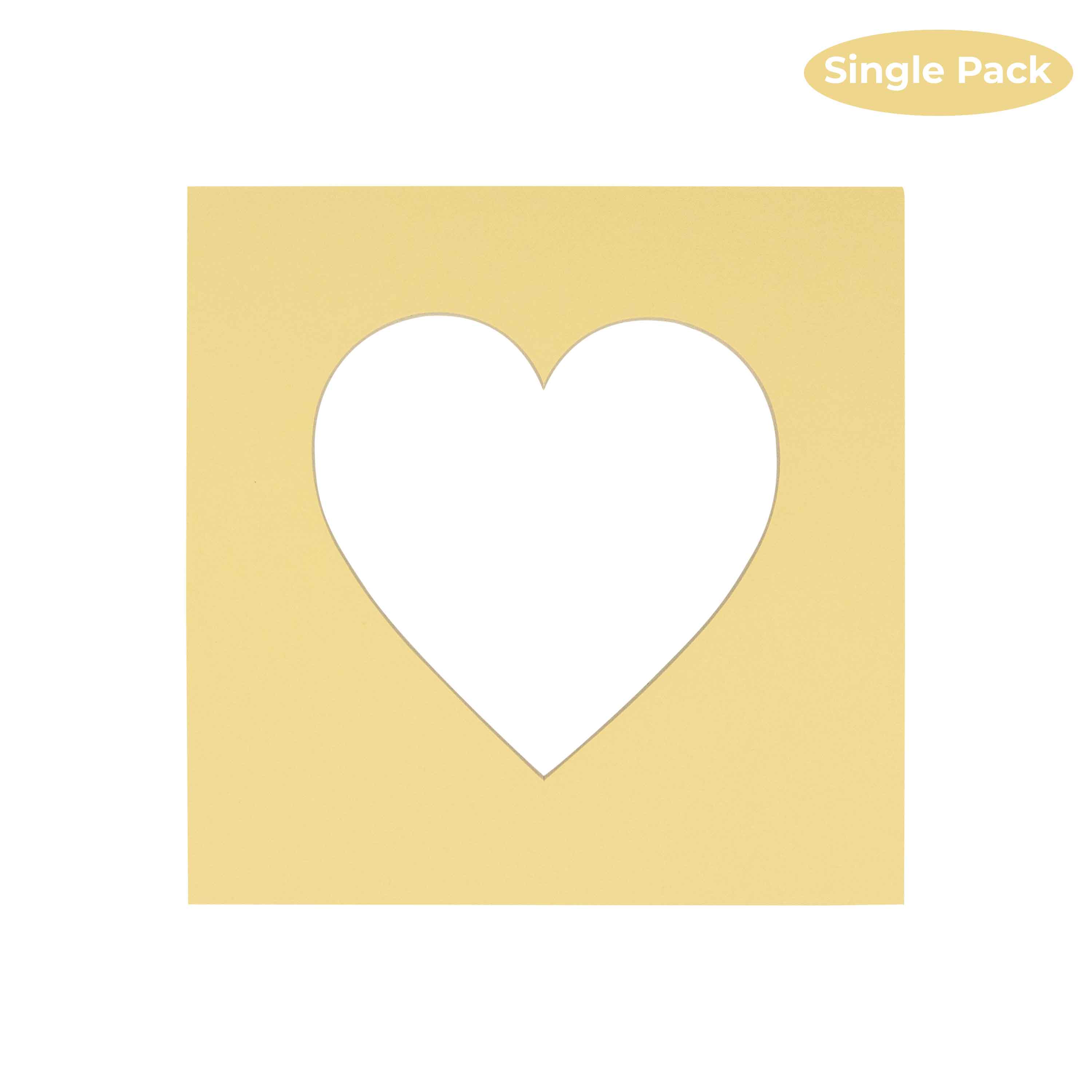 CustomPictureFrames.com Soft Yellow Acid Free 7x7 Heart Picture Frame Mat with White Core Bevel Cut for 4x5 Pictures - Fits 7x7 Frame
