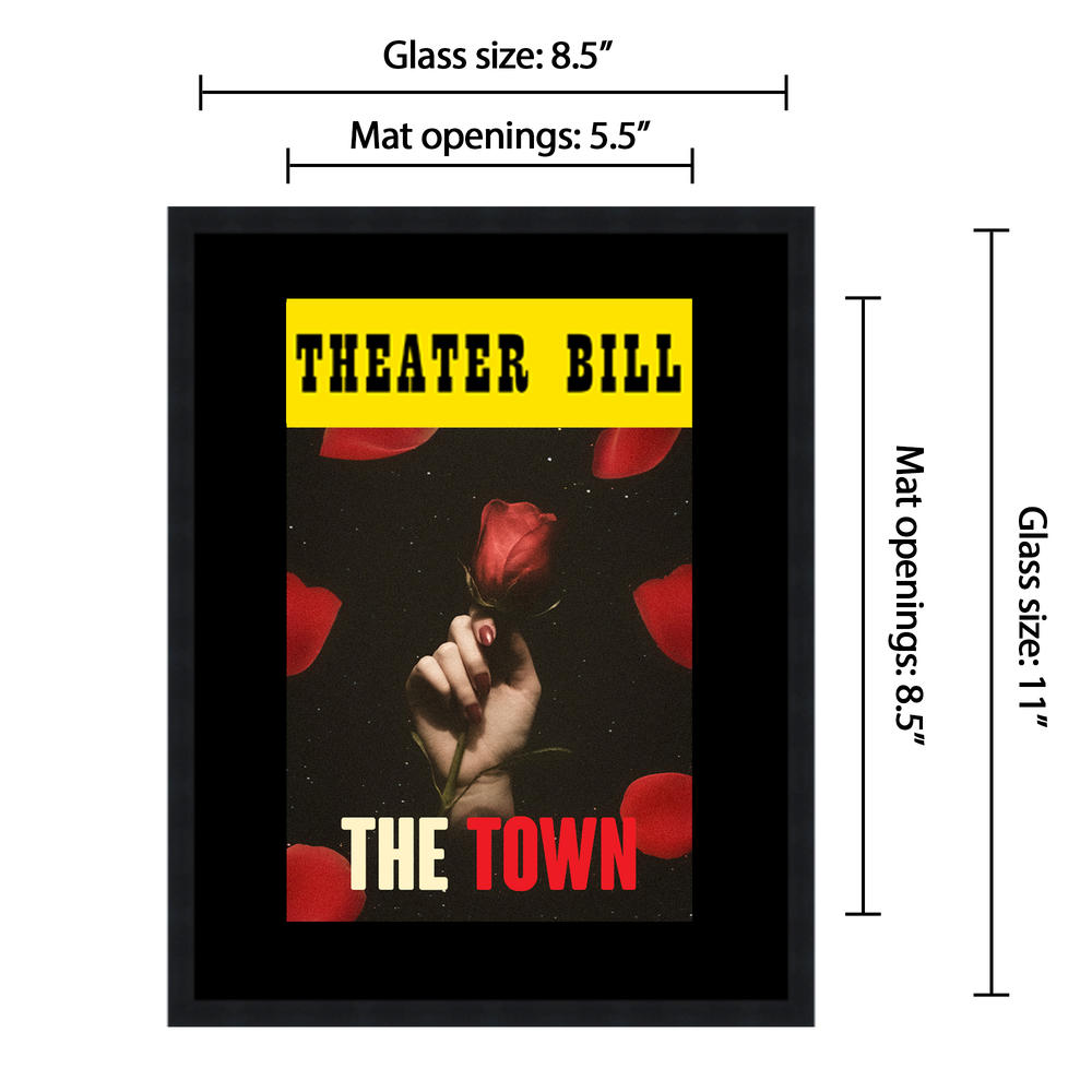 CustomPictureFrames.com 8.5x11 Black Playbill Frame with Black Mat with ...