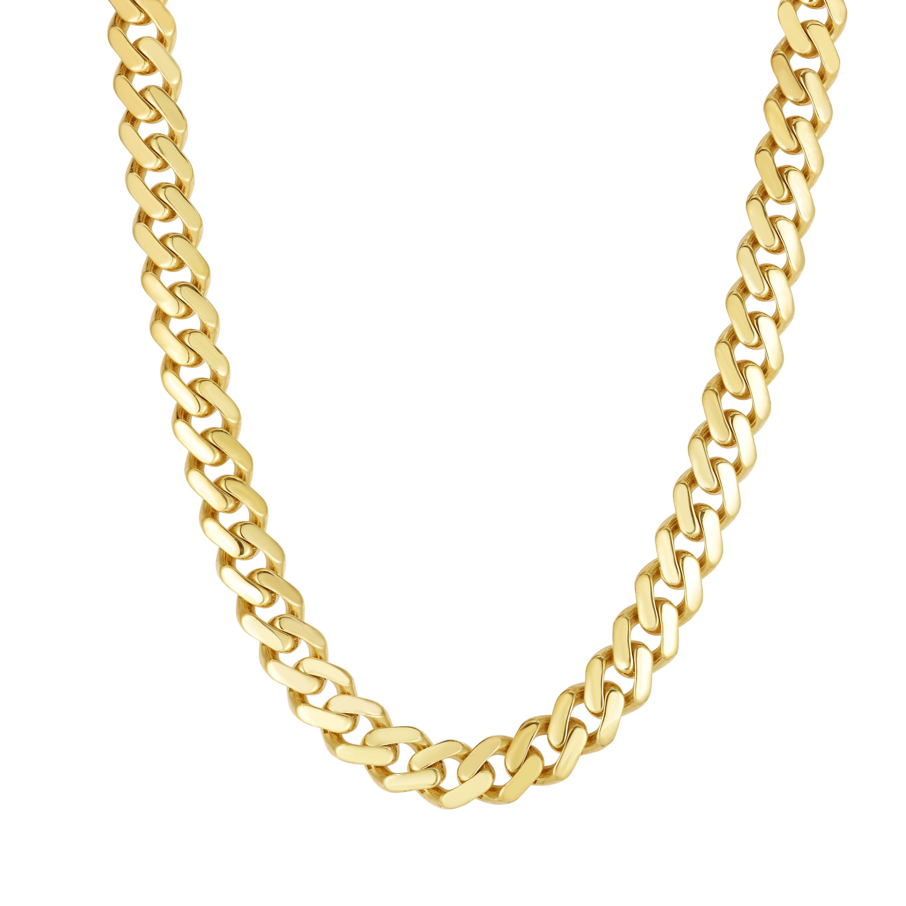 Jewelry Affairs 14k Yellow Gold Miami Cuban Link Chain Necklace, Width 9.5mm, 22"