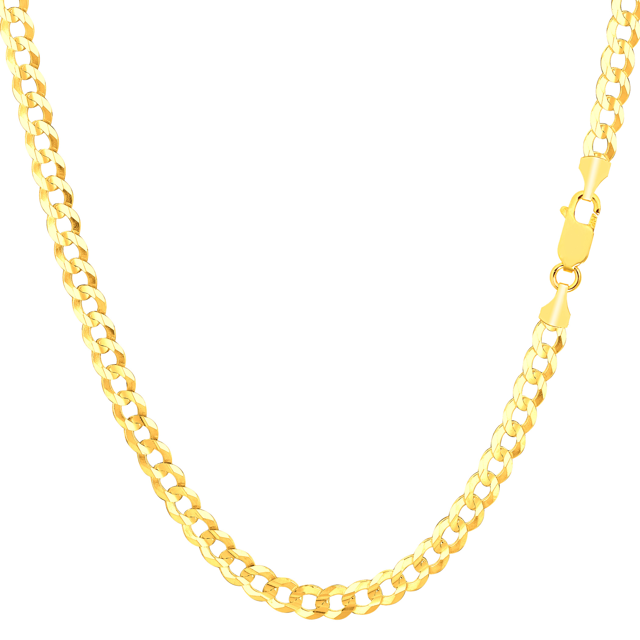 Jewelry Affairs 14K Yellow Gold Filled Solid Curb Chain Necklace, 3.6mm