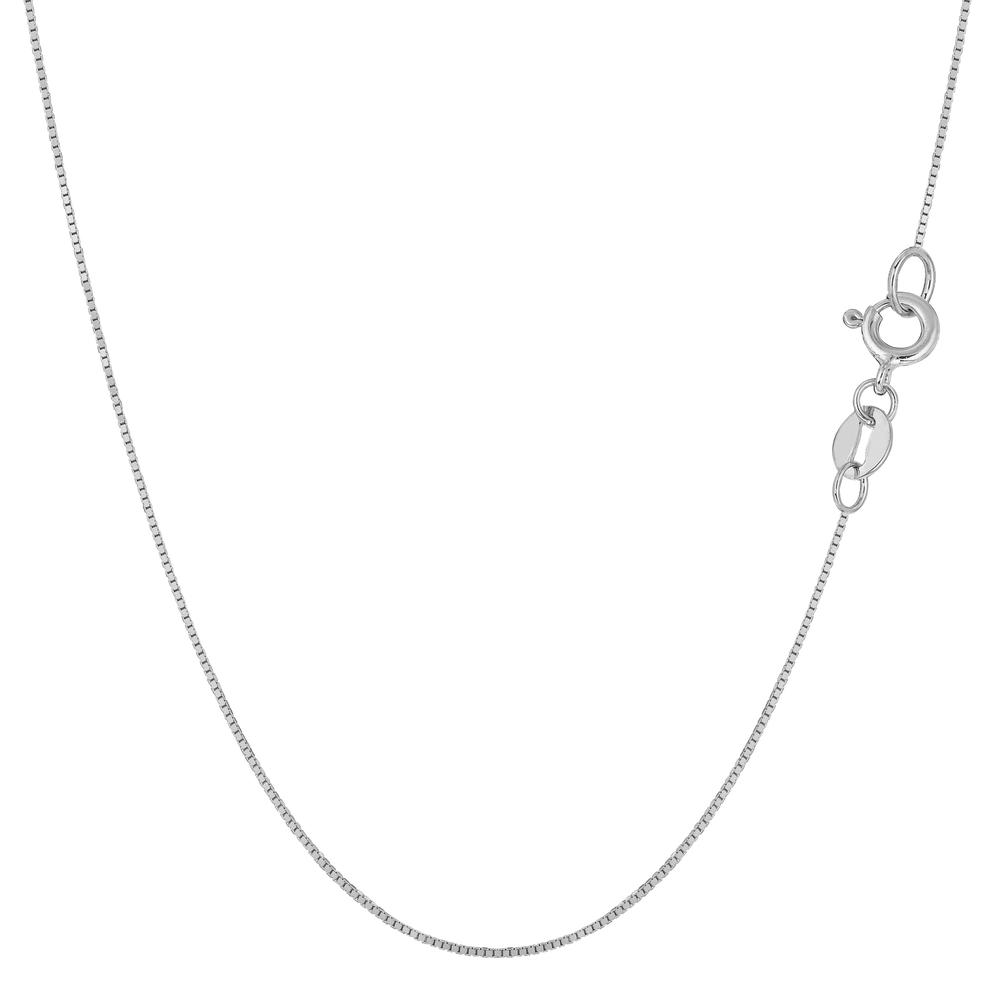 JewelryAffairs 10k White Gold Classic Mirror Box Chain Necklace, 0.6mm
