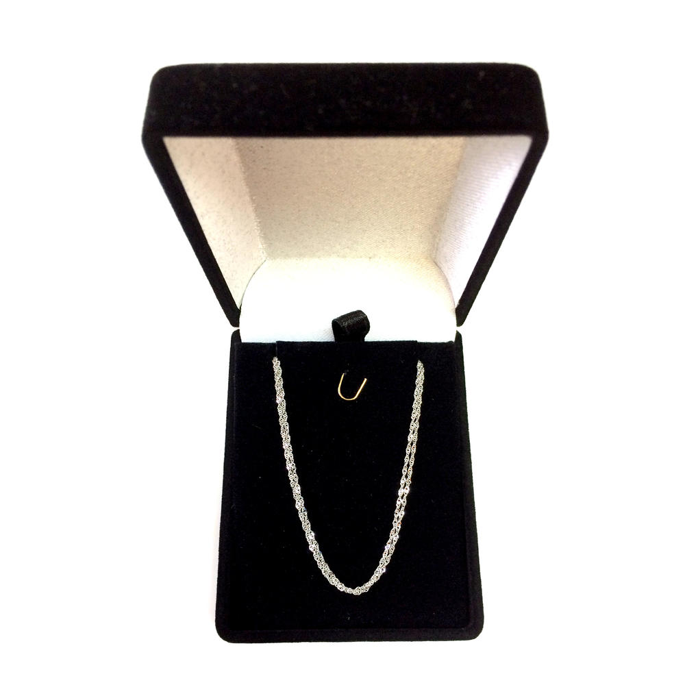 JewelryAffairs 10k White Gold Singapore Chain Necklace, 1.0mm