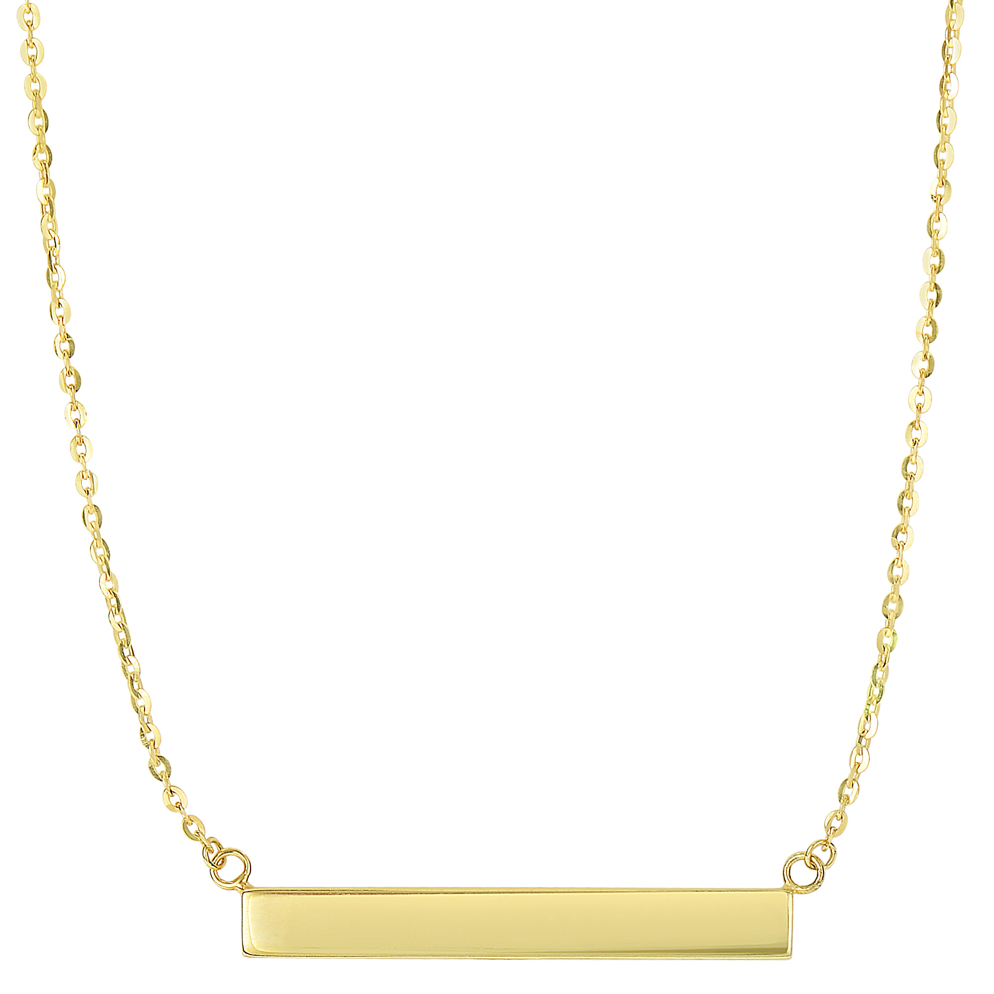 Jewelry Affairs 14k Yellow Gold Engravable Bar Sideways Pendant Necklace, 18"