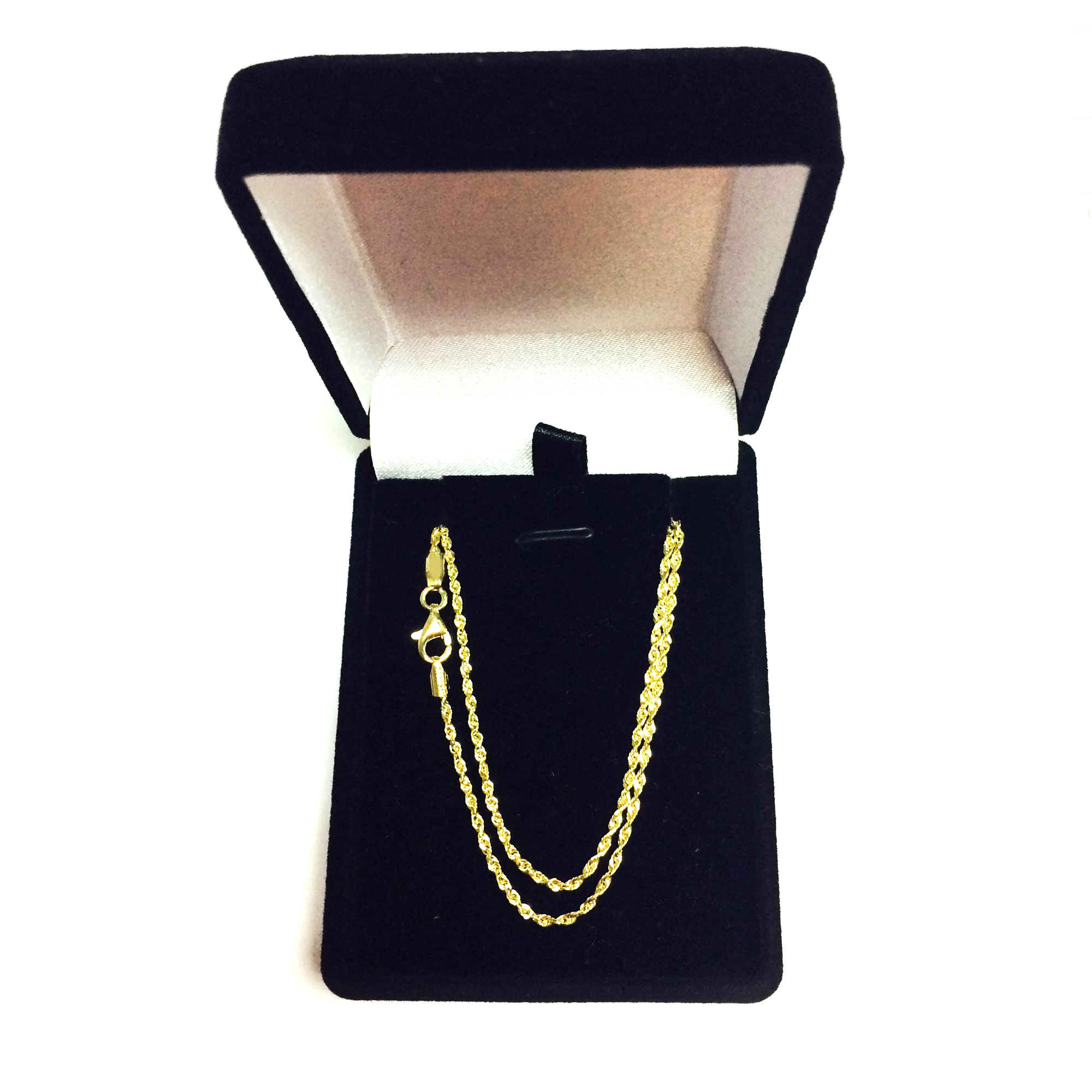 JewelryAffairs 14k Yellow Gold Solid Diamond Cut Royal Rope Chain Necklace, 1.5mm