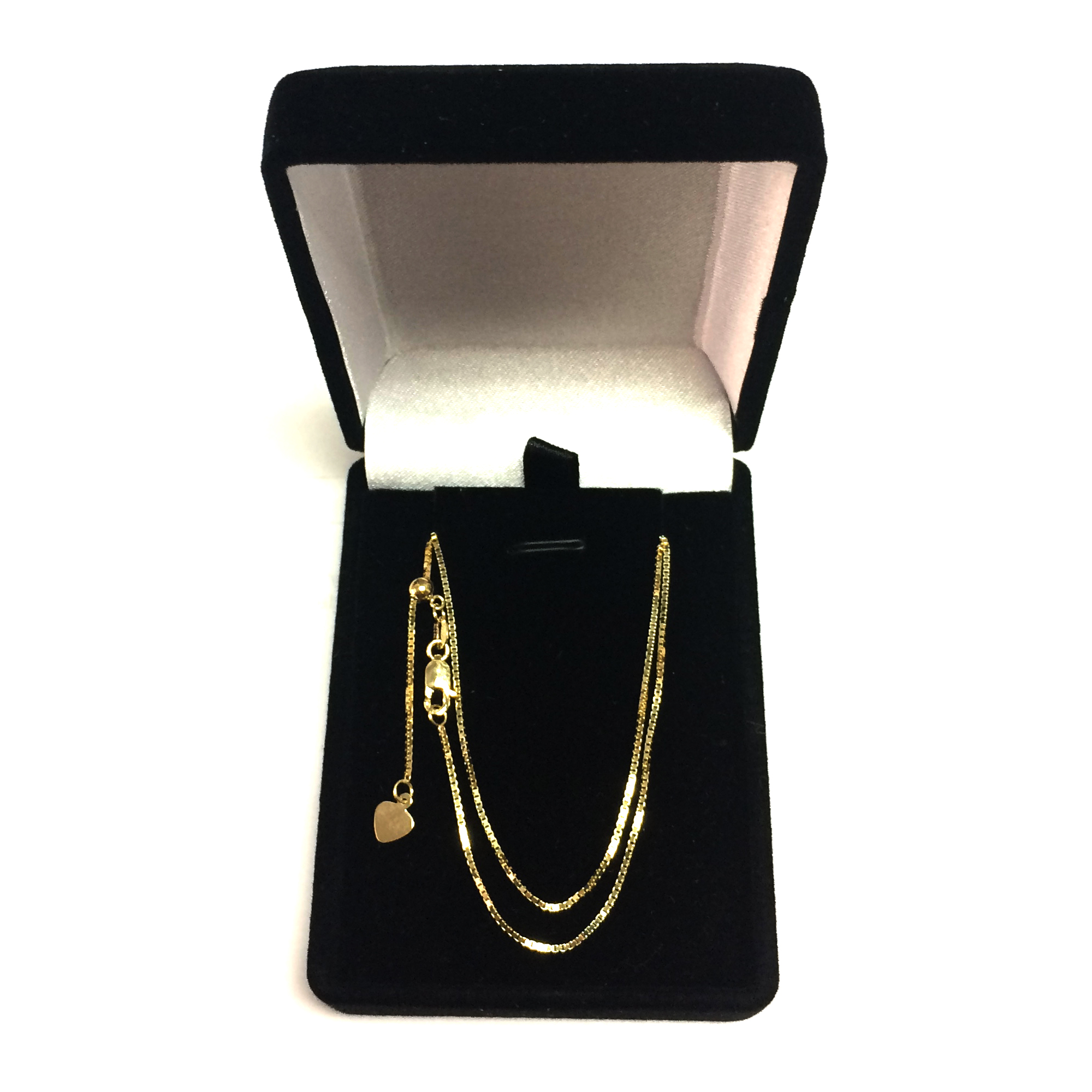 Jewelry Affairs 10k Yellow Gold Adjustable Box Link Chain Necklace, 0.85mm, 22"