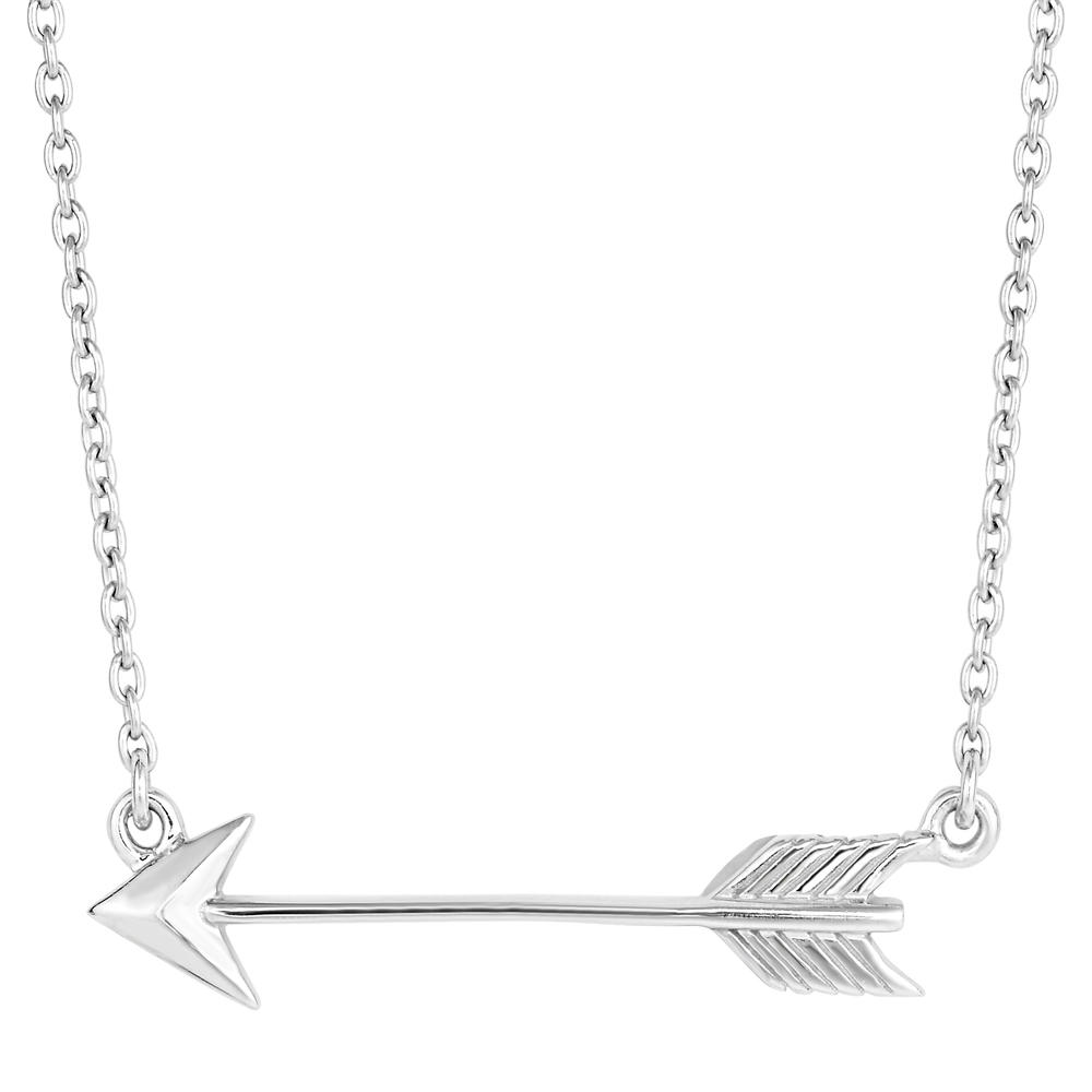 Jewelry Affairs Sterling Silver Sideways Arrow Necklace, 18"
