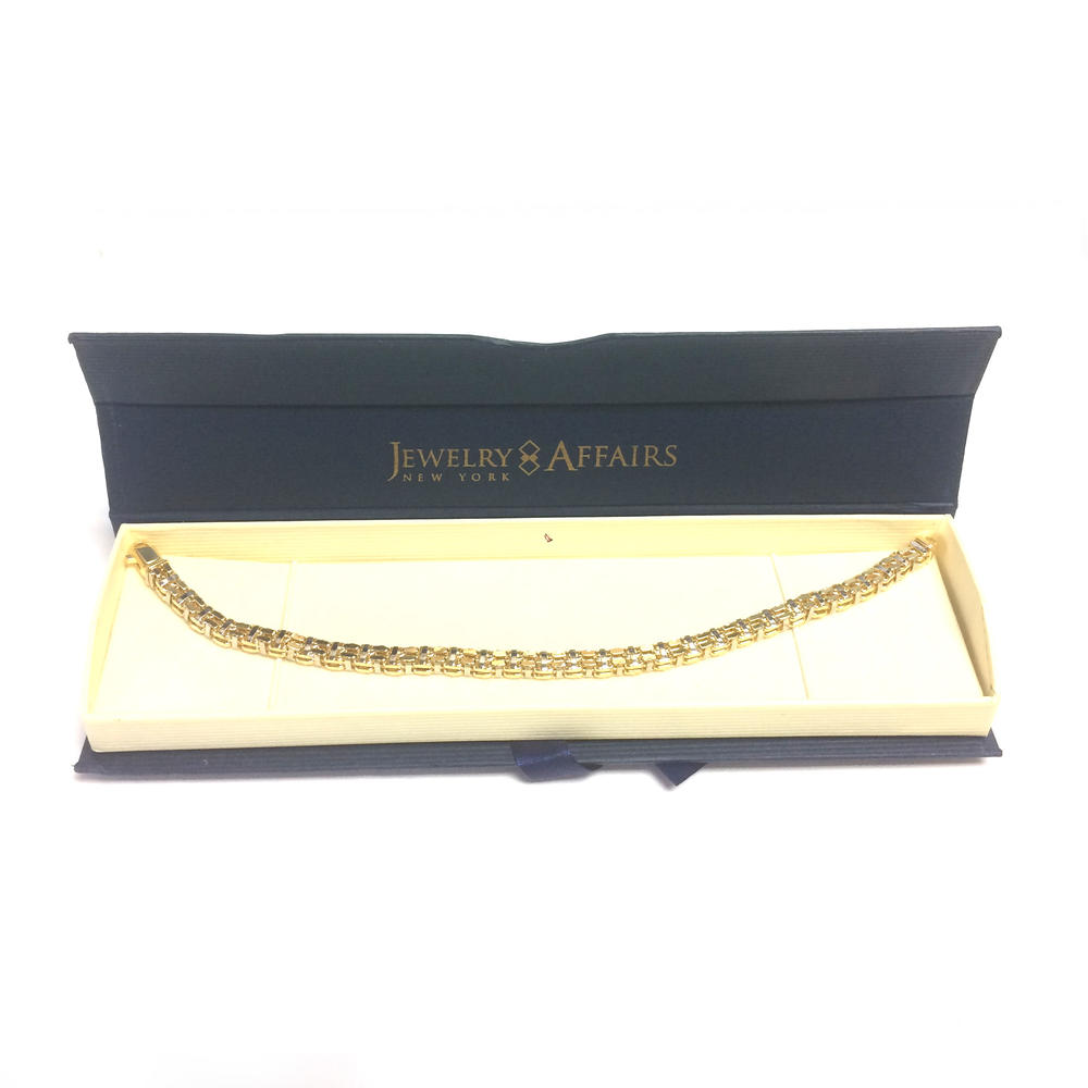 Jewelry Affairs 14k Yellow And White Gold Box Link Mens Fancy Bracelet, 8.5"