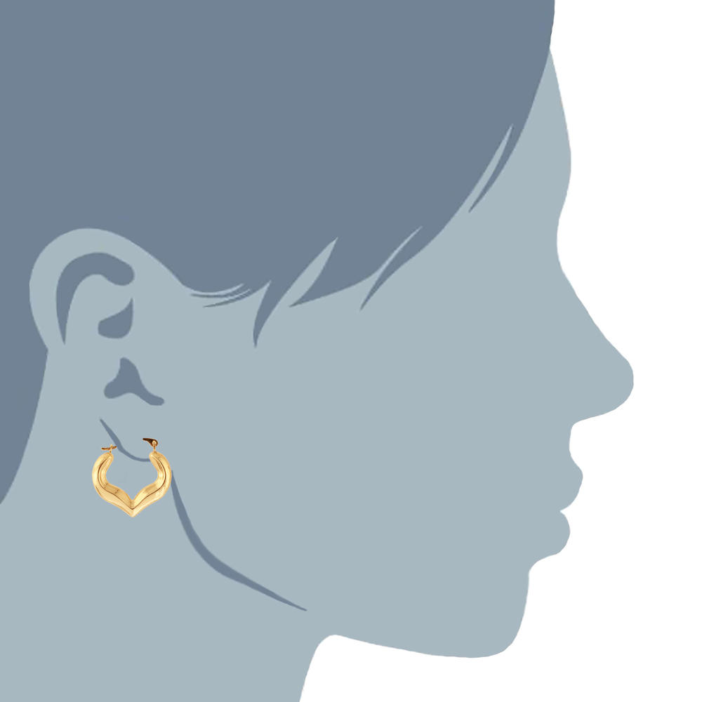Jewelry Affairs 10k Yellow Gold Shiny Heart Shape Fancy Hoop Earrings, Diameter  18mm