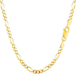 Jewelry Affairs 10k Yellow Solid Gold Figaro Chain Bracelet, 3.0mm, 7"