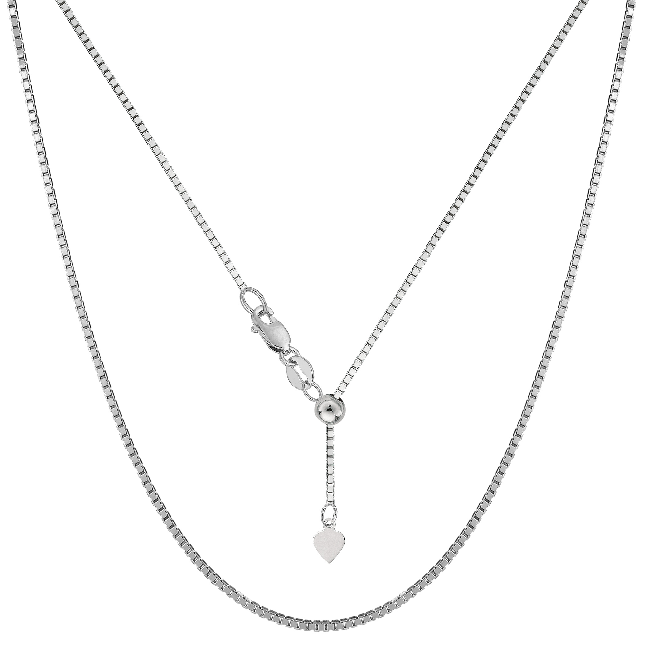 Jewelry Affairs 14k White Gold Adjustable Box Link Chain Necklace, 1.15mm, 22"