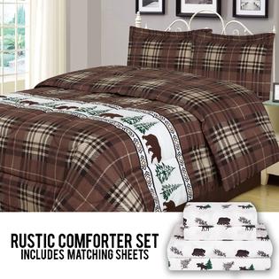 Howplumb Rustic Bear King Comforter 7 Piece Bedding And Sheet Set